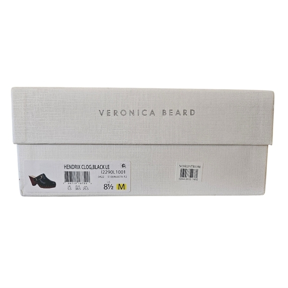 Veronica Beard Black Leather Wood-Block Clogs with Gold Buckle 8.5 - Picture 7 of 7